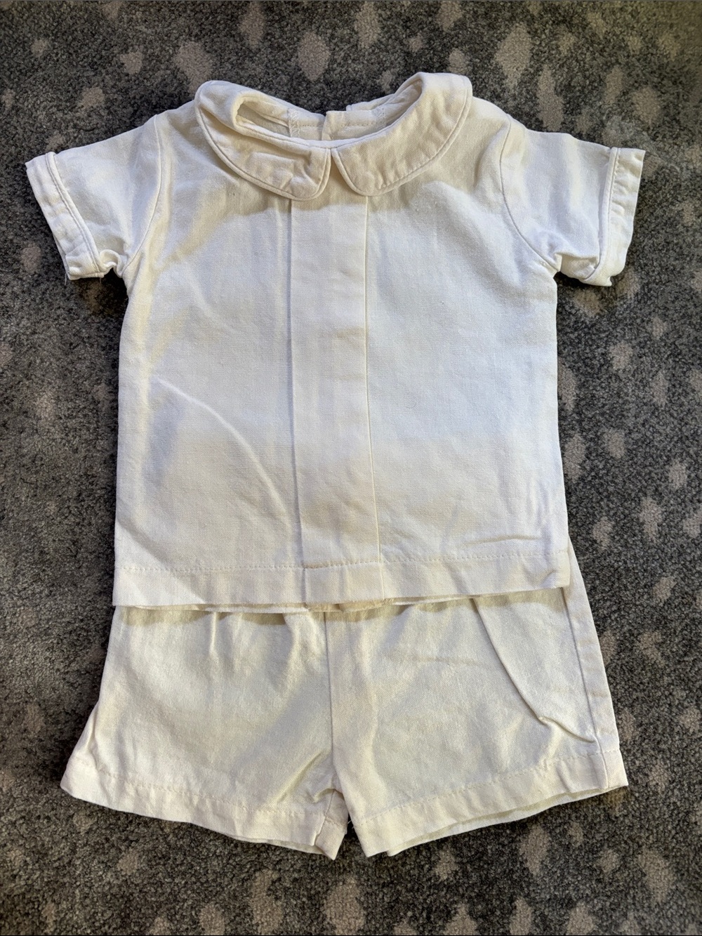 Boys Cream Short Sleeve Top & Shorts Matching Set